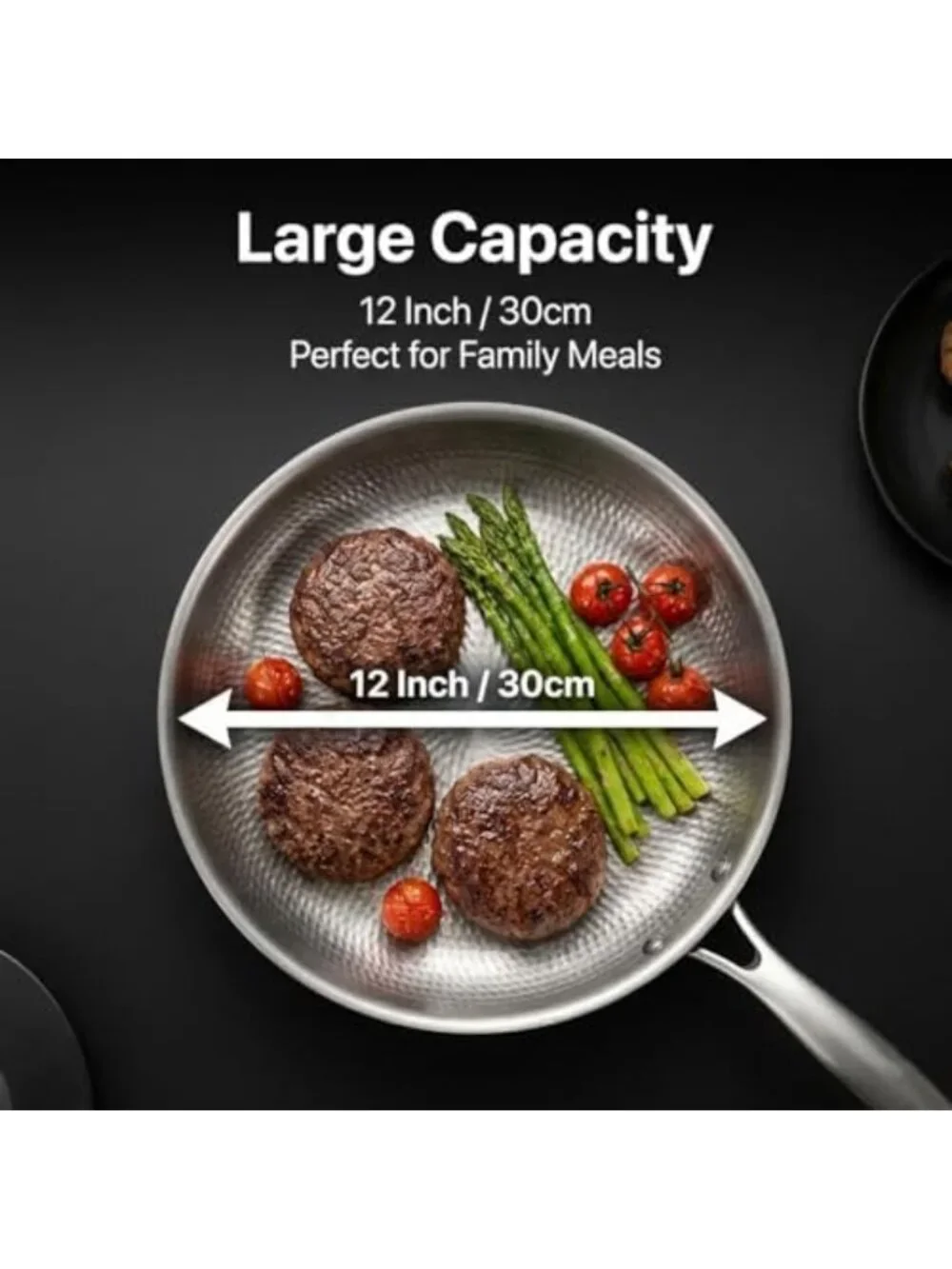 11.8” Non-Stick Titanium Frying Pan with Lid - 3-Ply Hammered Skillet
